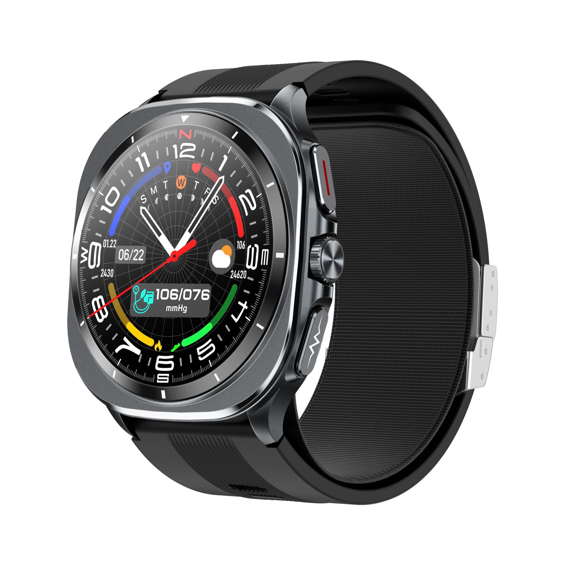 Reloj inteligente de seguimiento de la salud avanzado con ECG y presión arterial - Negro