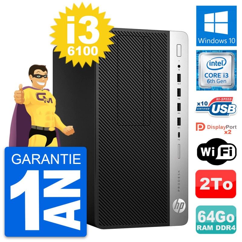 HP ProDesk 600 G3 Desktop PC - Intel Core i3, 64GB RAM, 2TB Storage, Windows 10