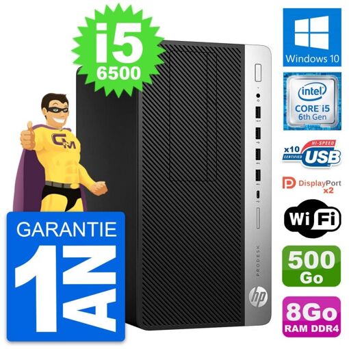 PC de escritorio HP ProDesk 600 G3 MT - Procesador Intel Core i5-6500, 8GB de RAM, 500GB HDD, Windows 10, WiFi