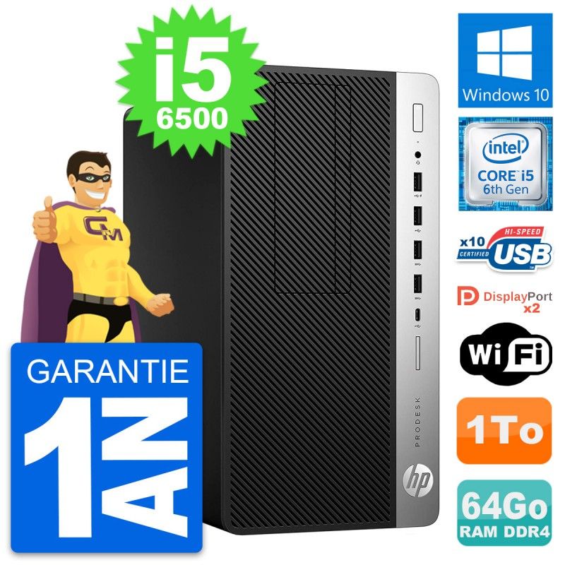 HP ProDesk 600 G3 Desktop PC - Intel Core i5-6500, 64GB RAM, 1TB Storage, Windows 10