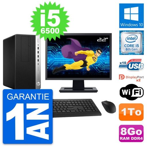 HP ProDesk 600 G3 Desktop Computer, 22" Screen, i5-6500, 8GB RAM, 1TB HDD, Windows 10, WiFi