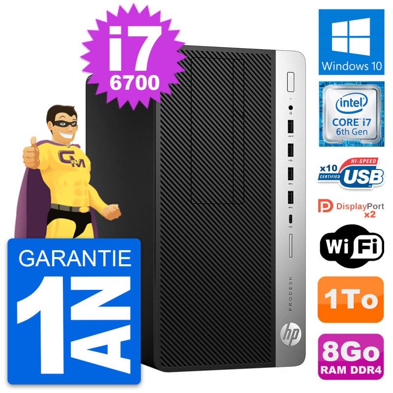 HP ProDesk 600 G3 Desktop PC - Intel Core i7-6700, 8GB RAM, 1TB HDD, Windows 10, WiFi