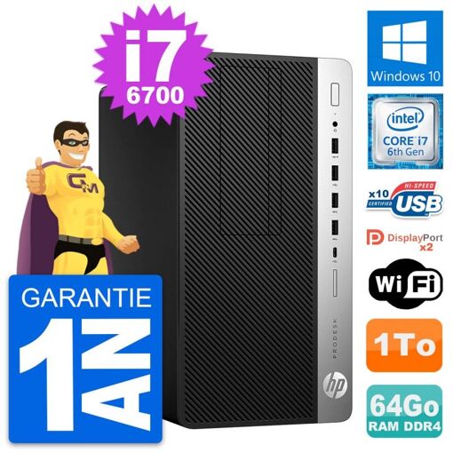 HP ProDesk 600 G3 Desktop PC - Intel Core i7-6700, 64GB RAM, 1TB Storage, Windows 10