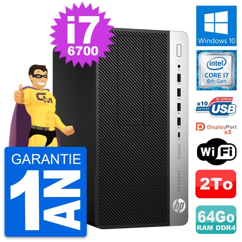 HP ProDesk 600 G3 Desktop PC - Intel Core i7, 64GB RAM, 2TB Storage, Windows 10