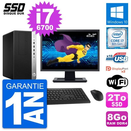 Computadora de escritorio HP ProDesk 600 G3 MT, pantalla de 22', procesador i7-6700, 8GB de RAM, 2TB SSD, Windows 10, WiFi