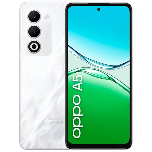 OPPO A5 - Écran 6,67", Double SIM, Android 15, 4 Go de RAM, 128 Go, Batterie 6000 mAh, Blanc