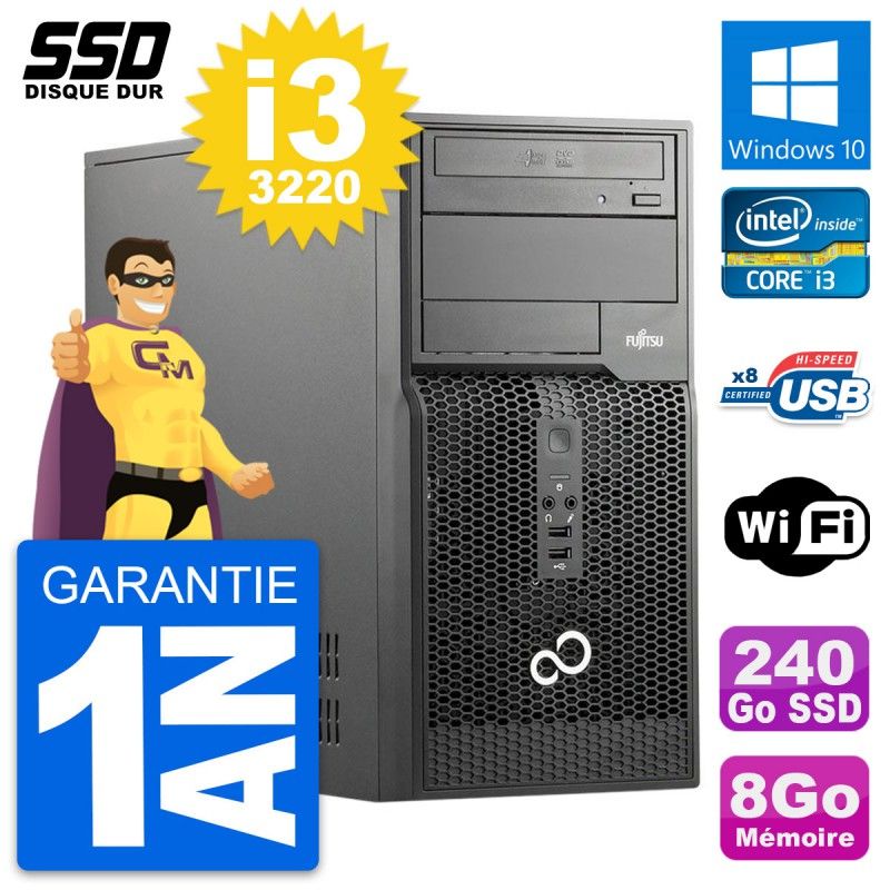 Fujitsu Esprimo P510 MT Desktop PC - Intel i3-3220, 8GB RAM, 240GB SSD, Windows 10, WiFi