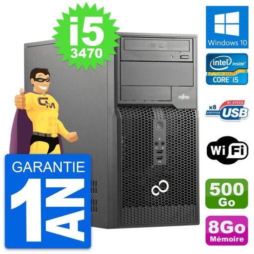 PC de sobremesa Fujitsu Esprimo P510 - Procesador Intel i5-3470, 8 GB de RAM, Disco duro de 500 GB, Windows 10, WiFi