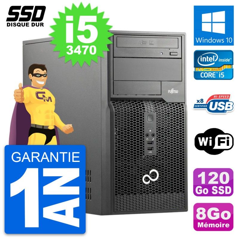 Fujitsu Esprimo P510 MT Desktop PC - Intel i5-3470, 8GB RAM, 120GB SSD, Windows 10, Wifi