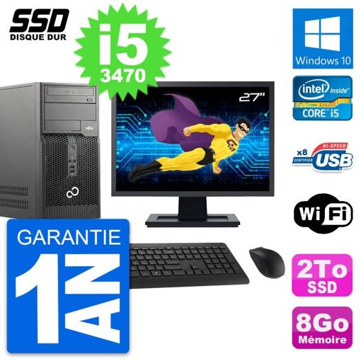 PC de sobremesa Fujitsu Esprimo P510 - Pantalla de 27', i5, 8GB RAM, 2TB SSD, WiFi