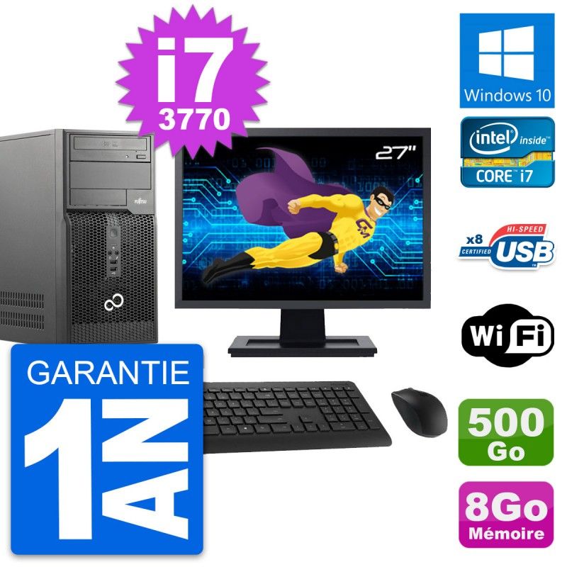Fujitsu P510 27-Inch PC Tower - Core i7-3770, 8GB RAM, 500GB HDD, Windows 10, WiFi