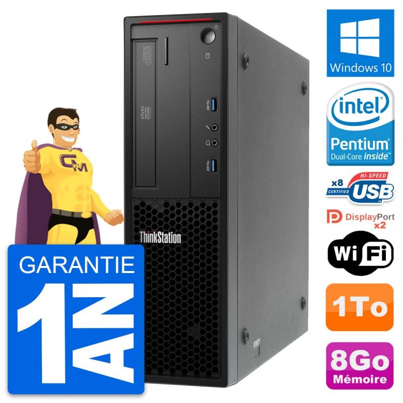 Estación de trabajo Lenovo ThinkStation P300 SFF - Procesador Intel Pentium G3220, 8 GB de RAM, 1 TB HDD, Windows 10, WiFi