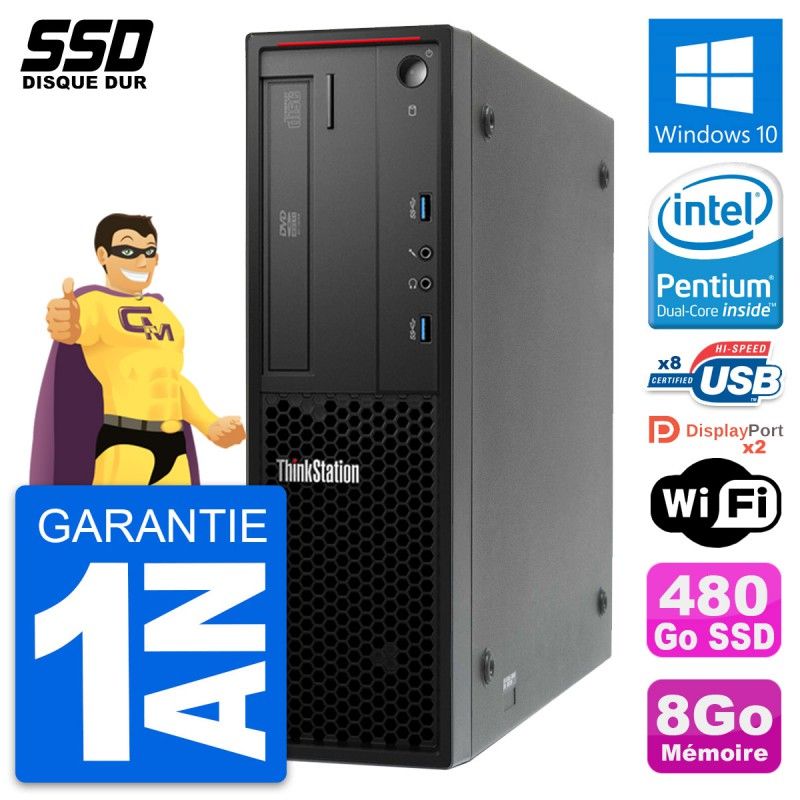 Lenovo ThinkStation P300 SFF - Intel G3220, 8GB RAM, 480GB SSD, Windows 10, WiFi