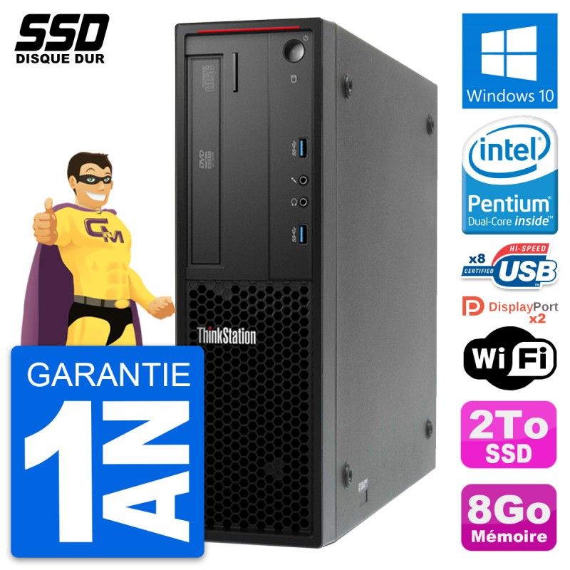 Estación de trabajo Lenovo ThinkStation P300 SFF - Procesador Intel Pentium G3220, 8GB de RAM, 2TB SSD, Windows 10, WiFi