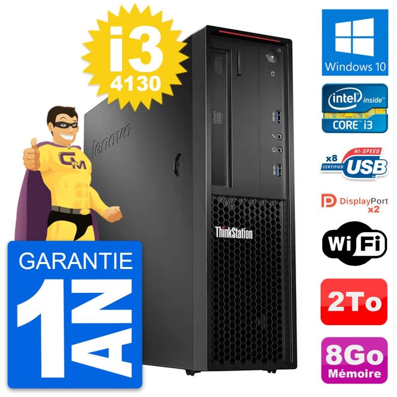 Lenovo ThinkStation P300 SFF Desktop PC - Intel i3-4130, 8GB RAM, 2TB HDD, Windows 10, WiFi