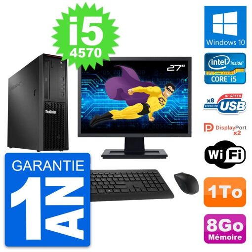 Computadora Lenovo P300 SFF - Pantalla de 27'', Intel i5-4570, 8 GB de RAM, 1 TB de almacenamiento, Windows 10, WiFi