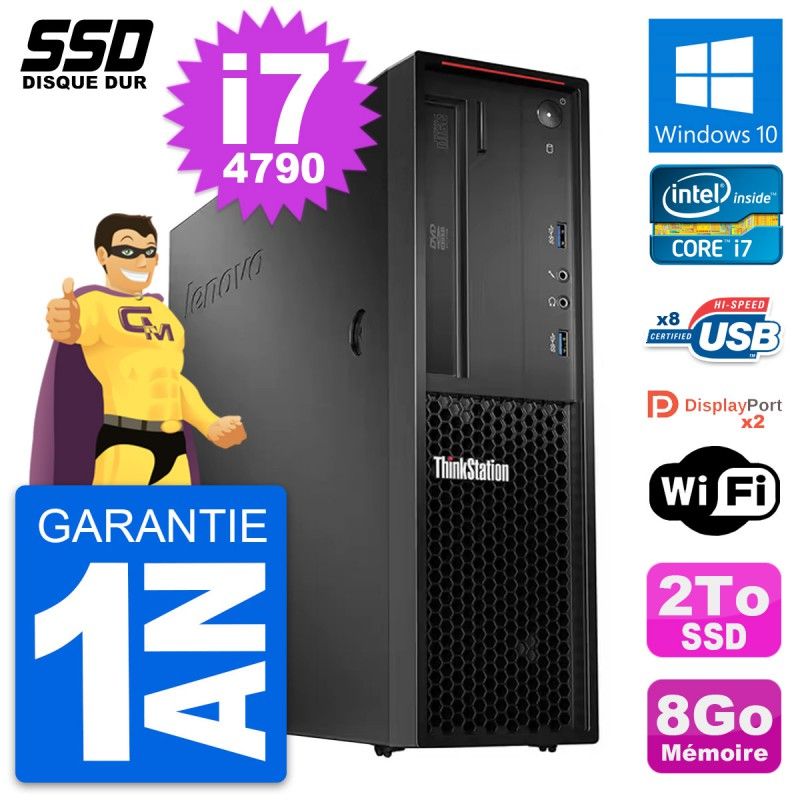 Lenovo ThinkStation P300 SFF - Intel i7-4790, 8GB RAM, 2TB SSD, Windows 10, WiFi