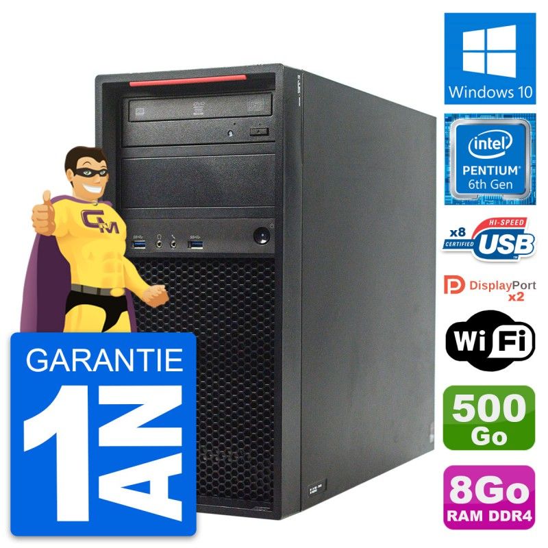 Computadora de escritorio Lenovo P320 MT - Procesador Intel Pentium G4400, 8 GB de RAM, 500 GB HDD, Windows 10, WiFi