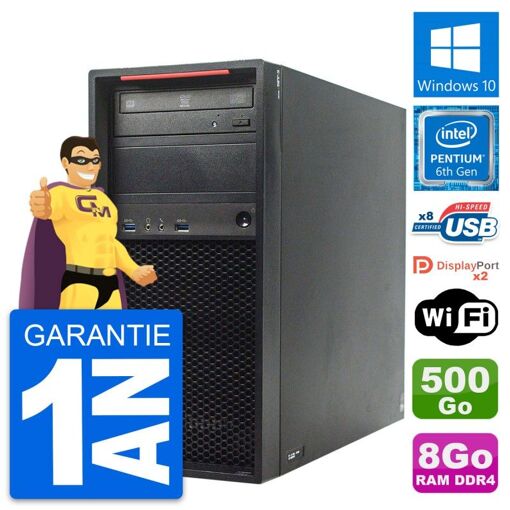 Lenovo P320 MT Desktop Computer - Intel Pentium G4400, 8GB RAM, 500GB HDD, Windows 10, WiFi