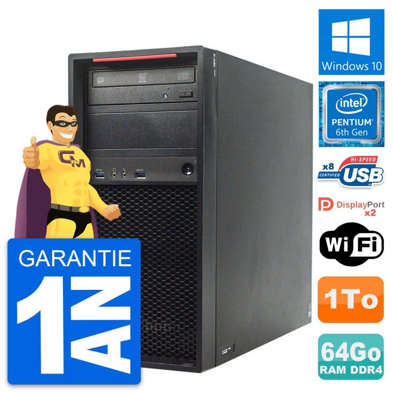 Lenovo ThinkStation P320 Desktop Computer - Intel G4400, 64GB RAM, 1TB HDD, Windows 10, WiFi