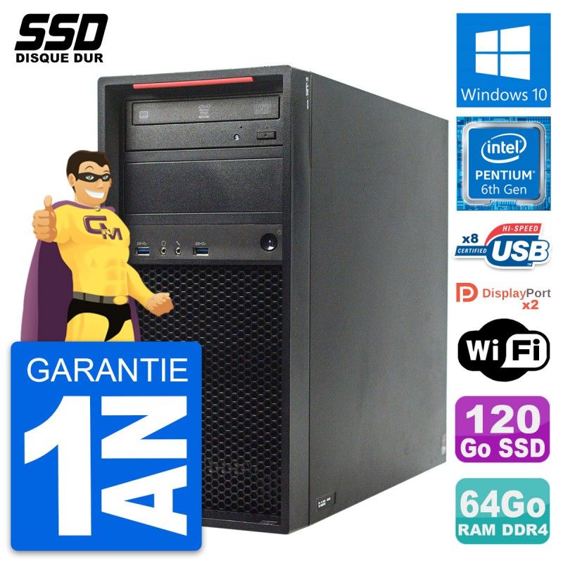 Lenovo ThinkStation P320 Desktop PC - Intel G4400, 64GB RAM, 120GB SSD, Windows 10