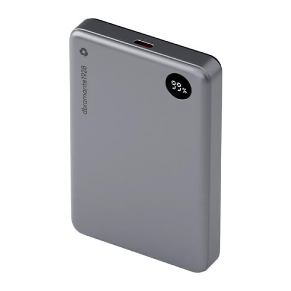 Batería externa recargable inalámbrica dbramante1928 de 10.000 mAh, gris