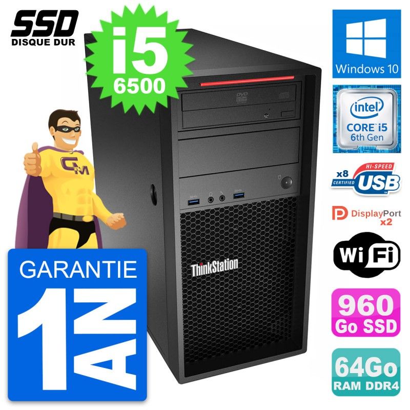 Lenovo ThinkStation P320 - Core i5-6500, 64GB RAM, 960GB SSD, Windows 10, WiFi