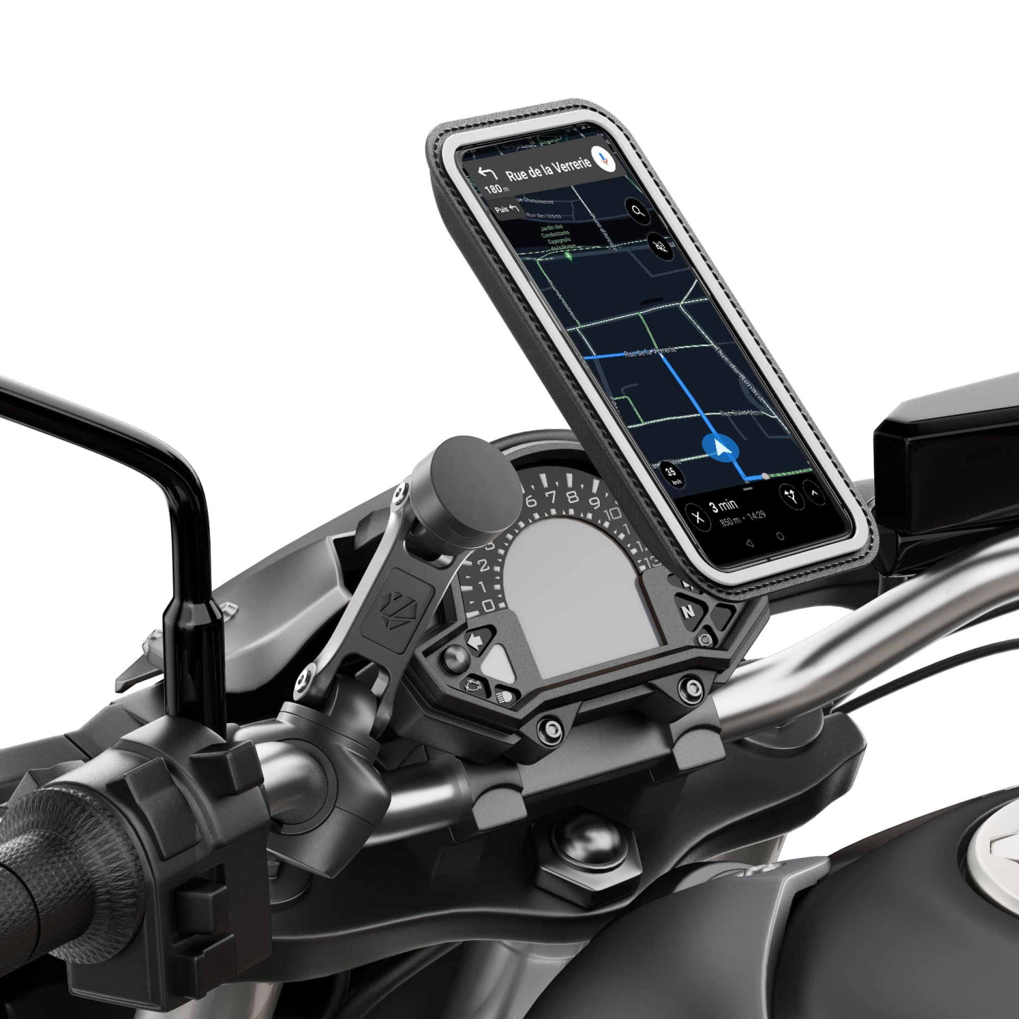 Shapeheart Motorcycle Smartphone Mount, Magnetic Support for Handlebars, Black, 2XL