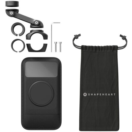 Ensemble moto Shapeheart : support magnétique pour smartphone guidon (Noir, Taille XL)