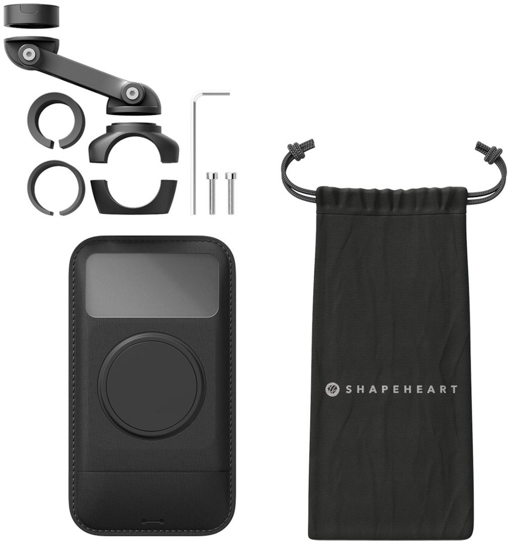 Shapeheart Motorcycle Bundle: Magnetic Smartphone Mount for Bike Handlebar (Black, XL)