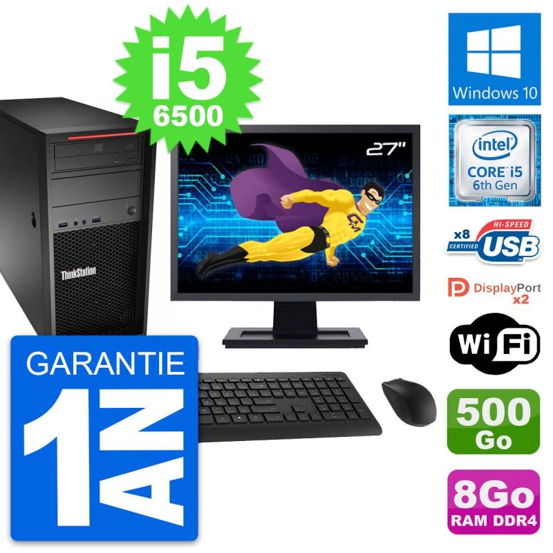 Lenovo P320 27" Desktop Computer - Intel i5-6500, 8GB RAM, 500GB HDD, Windows 10