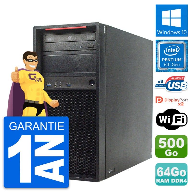 Lenovo ThinkStation P310 MT - Intel Pentium G4400, 64GB RAM, 500GB HDD, Windows 10, WiFi