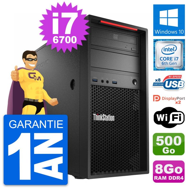 Lenovo ThinkStation P310 MT - Intel Core i7-6700, 8GB RAM, 500GB HDD, Windows 10, WiFi