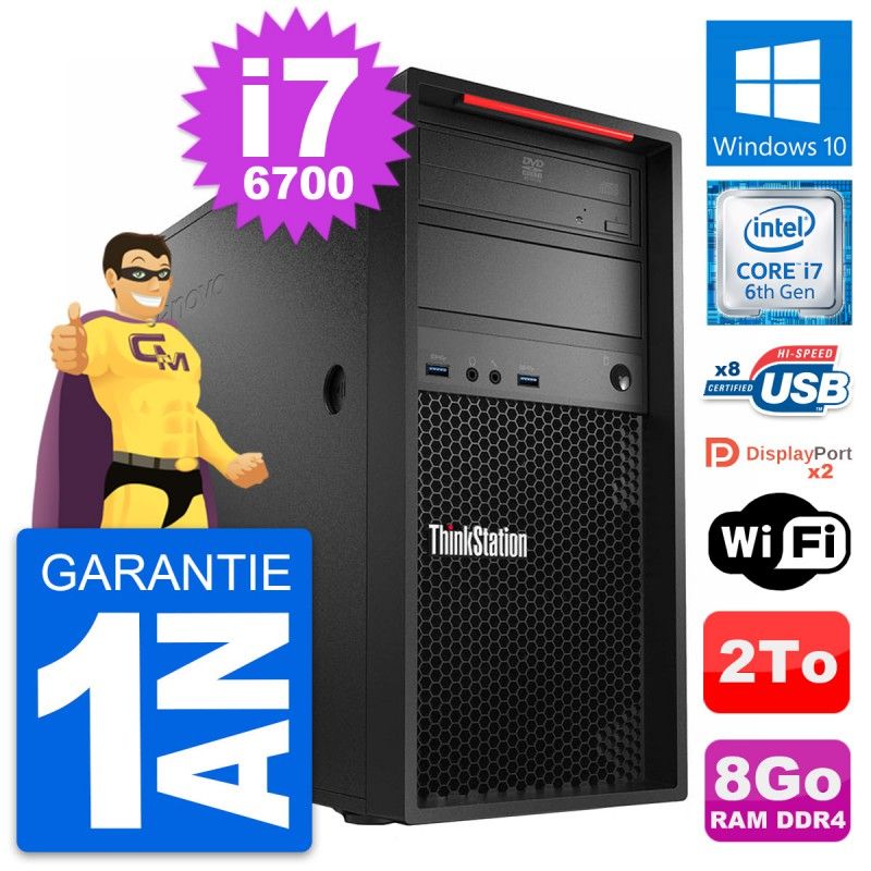 Lenovo ThinkStation P310 MT - Intel Core i7-6700, 8GB RAM, 2TB HDD, Windows 10, WiFi