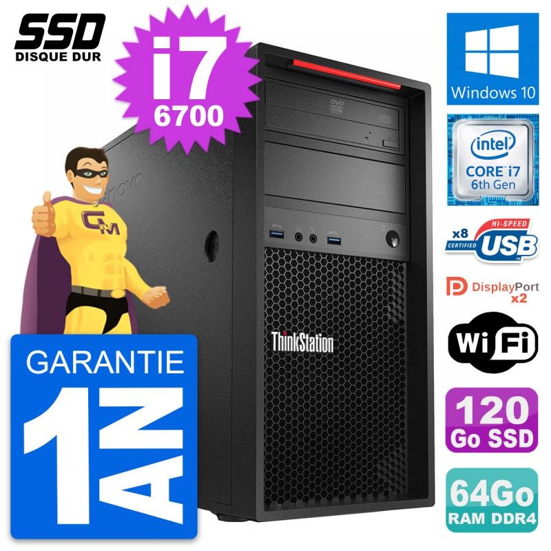 Lenovo ThinkStation P310 Core i7-6700 64GB RAM 120GB SSD Windows 10 Wifi Desktop PC