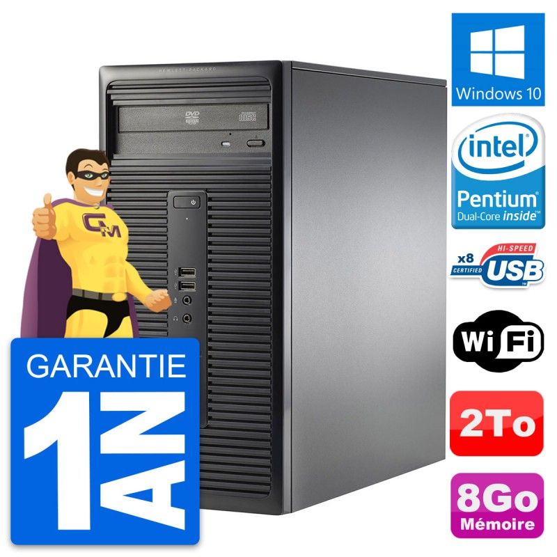 HP 280 G1 MT Desktop PC - Intel Pentium G3220, 8GB RAM, 2TB HDD, Windows 10, WiFi