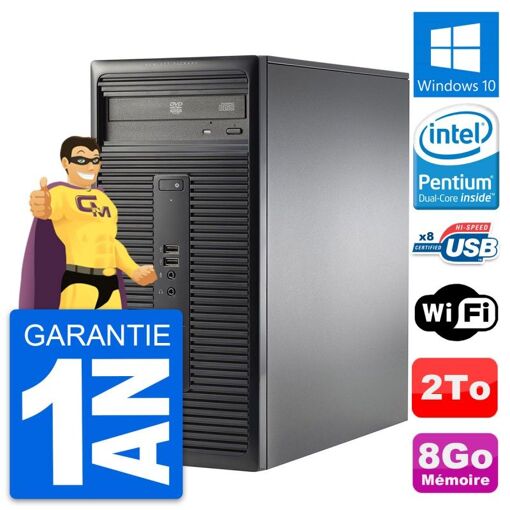 PC de escritorio HP 280 G1 MT - Procesador Intel Pentium G3220, 8GB de RAM, 2TB HDD, Windows 10, WiFi
