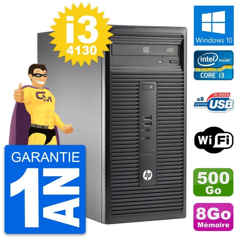 HP 280 G1 MT Desktop PC - Intel Core i3-4130, 8GB RAM, 500GB Hard Drive, Windows 10, WiFi