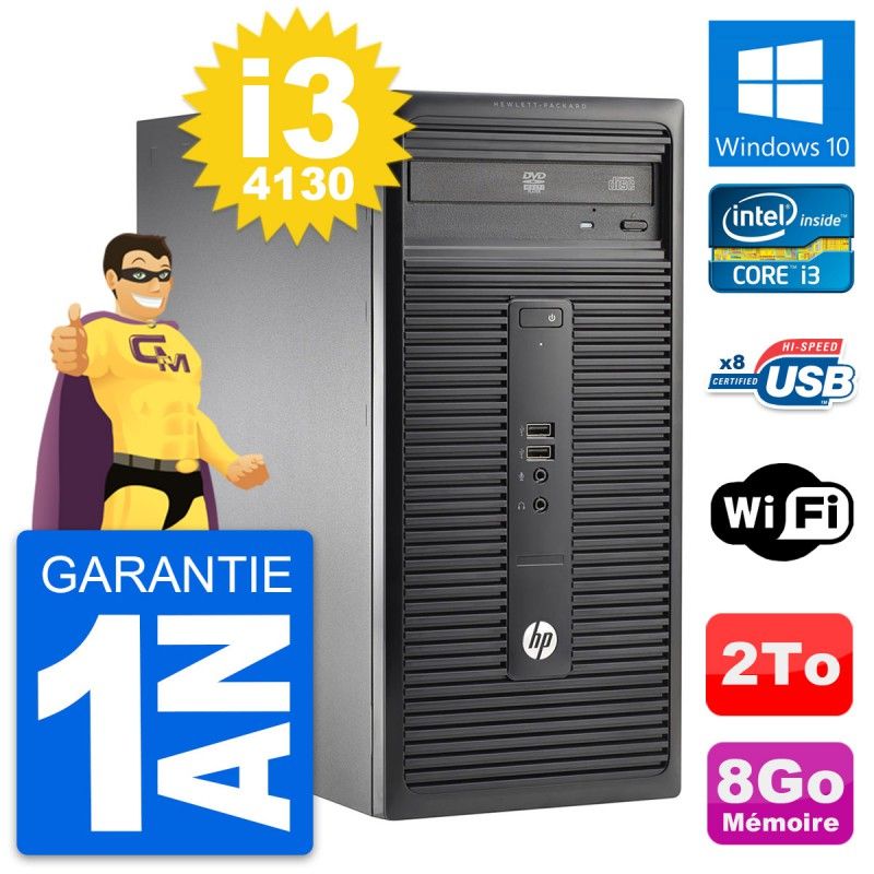 HP 280 G1 MT Desktop PC - Intel Core i3-4130, 8GB RAM, 2TB HDD, Windows 10, WiFi