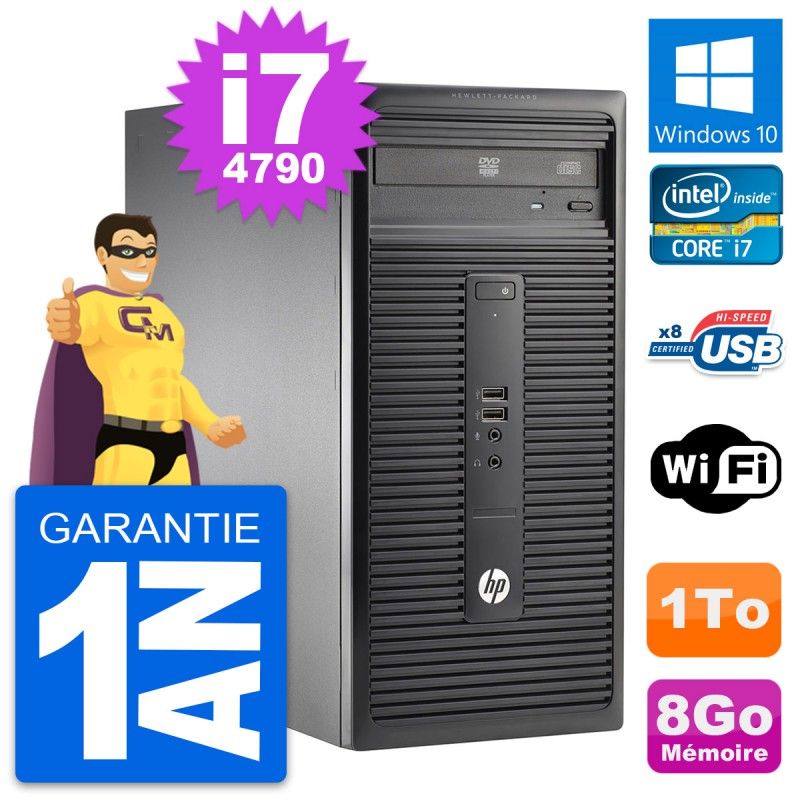 HP 280 G1 MT Desktop PC - Intel Core i7-4790, 8GB RAM, 1TB HDD, Windows 10, WiFi