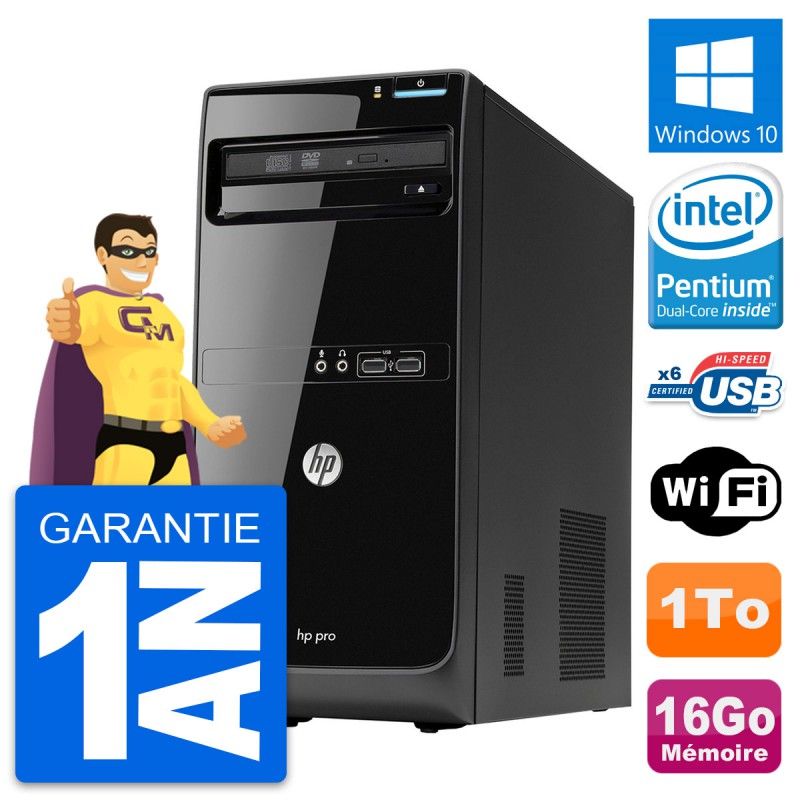 HP Pro 3500 MT PC - Intel Pentium G2020, 16GB RAM, 1TB HDD, Windows 10, WiFi