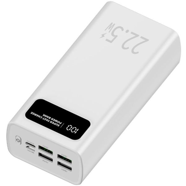 Leotec Lepow30W Power Bank, 30000mAh Lithium-Polymer (Lipo) Battery, White