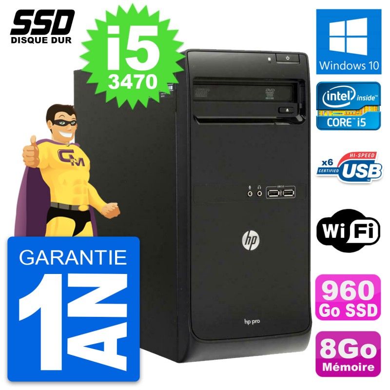 HP Pro 3500 MT Desktop PC - Intel Core i5, 8GB RAM, 960GB SSD, Windows 10