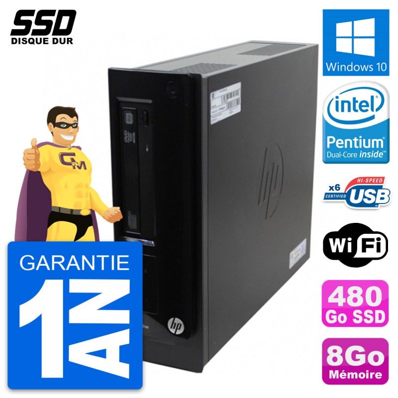 HP Pro 3300 SFF PC - Intel Pentium G630, 8GB RAM, 480GB SSD, Windows 10, WiFi