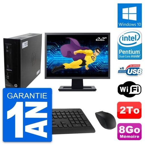 HP Pro 3300 SFF PC - 22" Screen, Pentium G630, 8GB RAM, 2TB HDD, Windows 10, WiFi