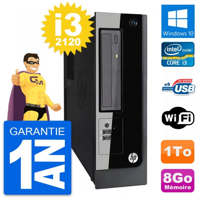 HP Pro 3300 SFF PC - Intel Core i3-2120, 8GB RAM, 1TB HDD, Windows 10, WiFi