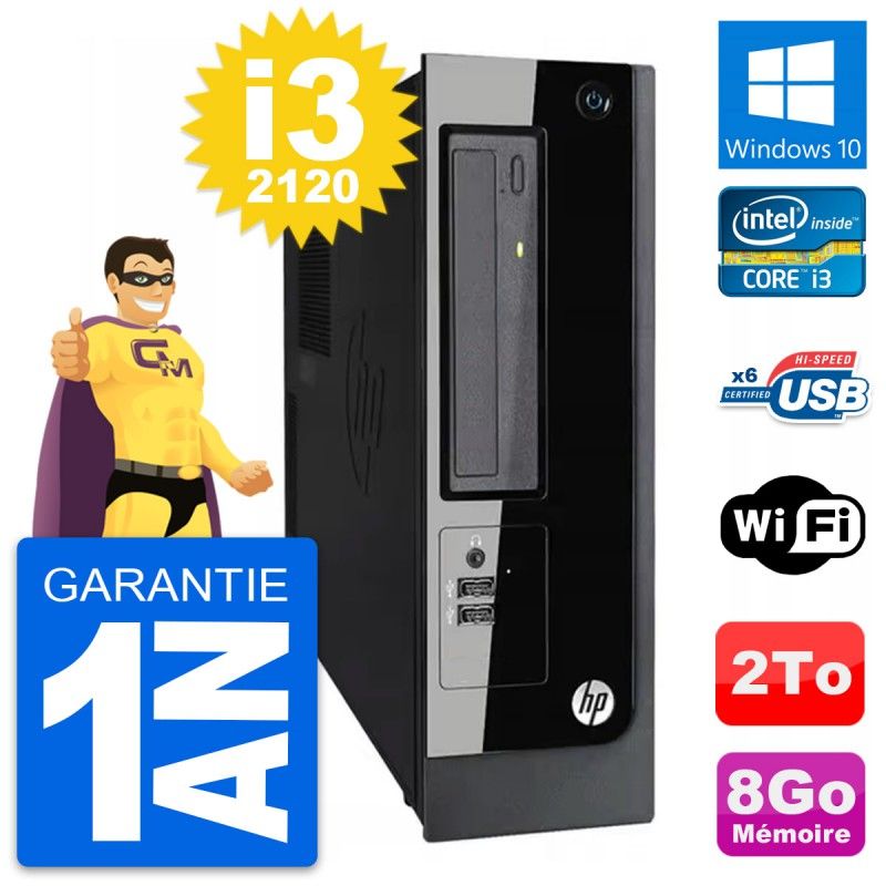 HP Pro 3300 SFF PC - Intel Core i3-2120, 8GB RAM, 2TB HDD, Windows 10, WiFi
