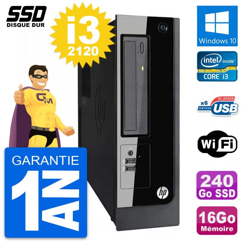 HP Pro 3300 SFF PC - Intel Core i3-2120, 16GB RAM, 240GB SSD, Windows 10, WiFi