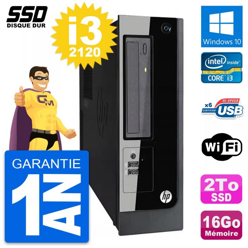 HP Pro 3300 SFF PC - Intel Core i3-2120, 16GB RAM, 2TB SSD, Windows 10, Wifi