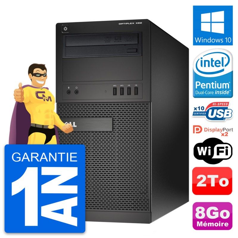Dell OptiPlex XE2 MT Desktop PC - Intel G3220, 8GB RAM, 2TB HDD, Windows 10, WiFi